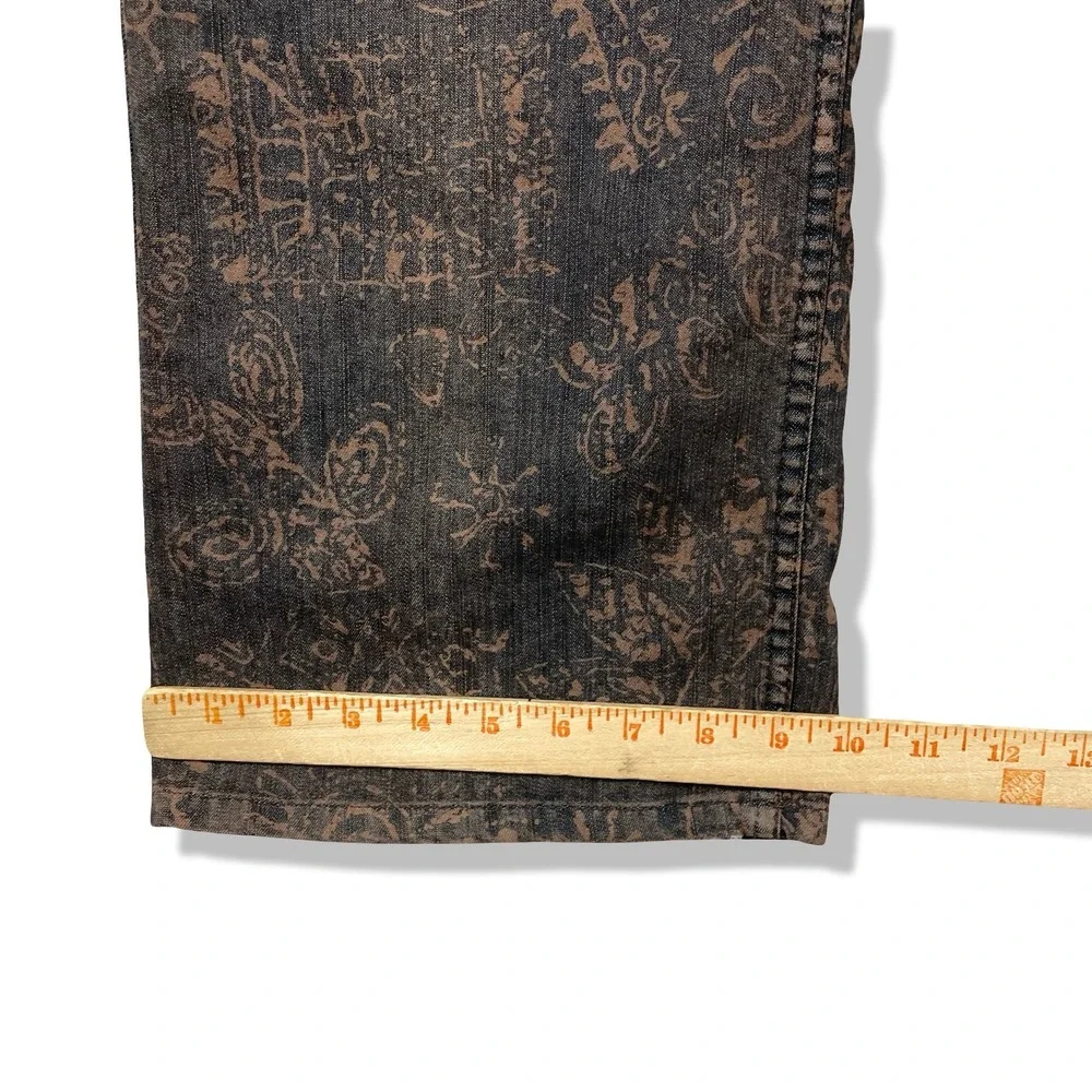 Chicos Floral Tribal Jeans Womens 1‎ Waist 29 Brown Boho Ramie Blend Chic